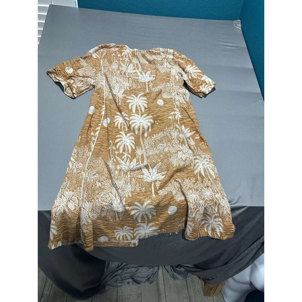 Desmond Dempsey X H&M Kaftan Dress L Midi Tropical Button Up L - Picture 6 of 7